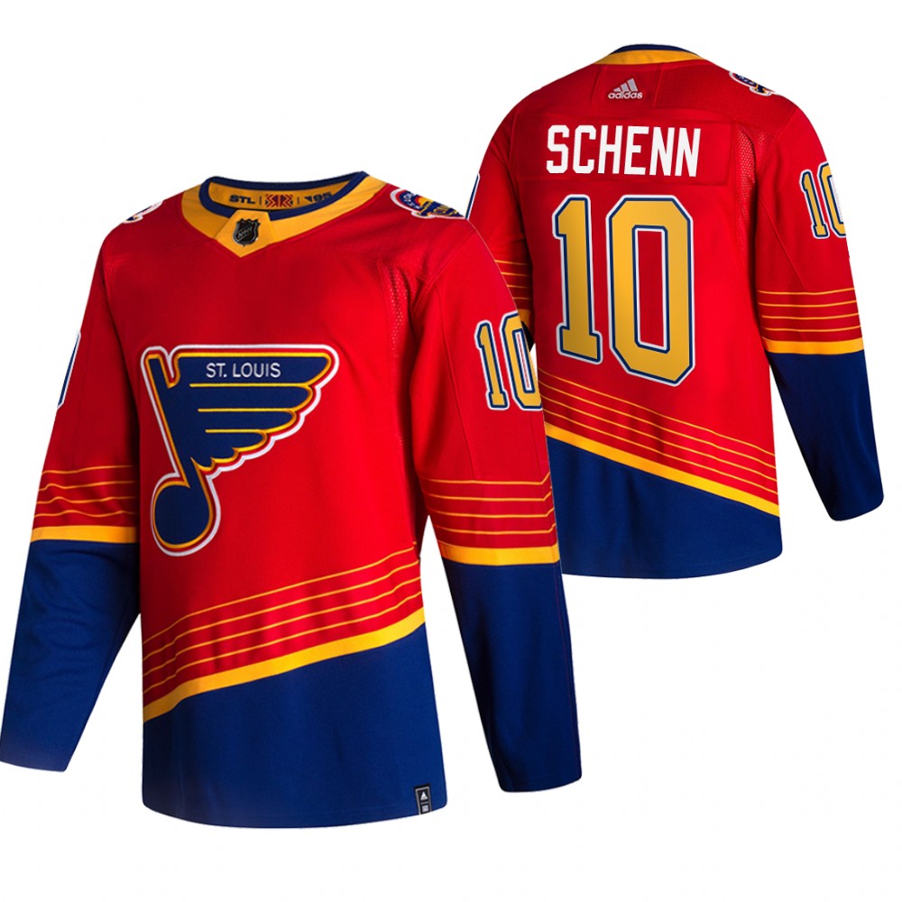 2021 Adidias St. Louis Blues 10 Brayden Schenn Red Men Reverse Retro Alternate NHL Jersey